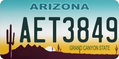 AZ license plate AET3849