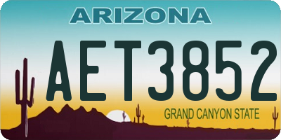 AZ license plate AET3852