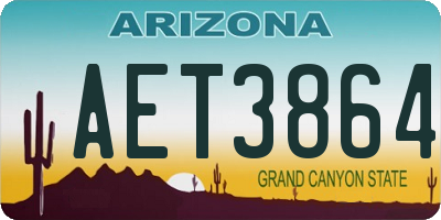 AZ license plate AET3864