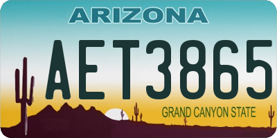 AZ license plate AET3865