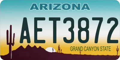 AZ license plate AET3872