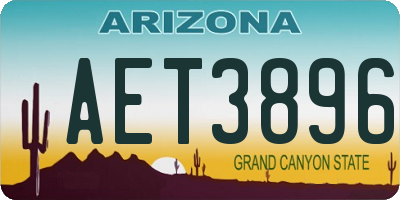 AZ license plate AET3896