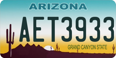AZ license plate AET3933