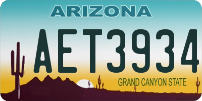 AZ license plate AET3934