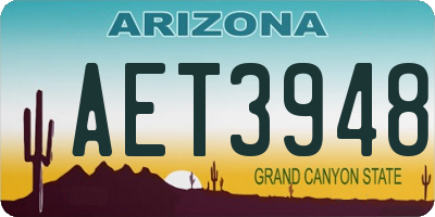AZ license plate AET3948
