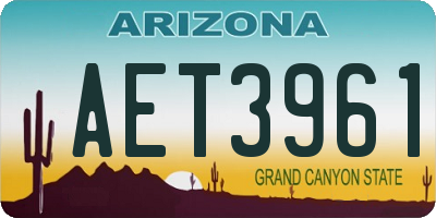 AZ license plate AET3961