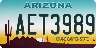 AZ license plate AET3989