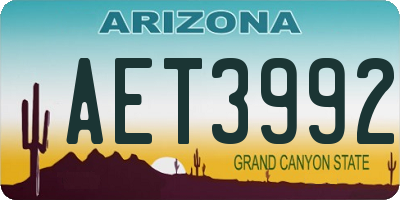 AZ license plate AET3992