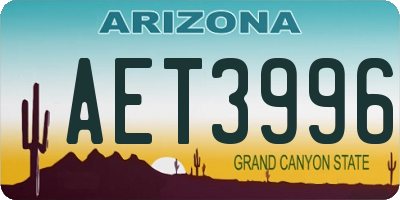 AZ license plate AET3996