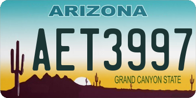 AZ license plate AET3997