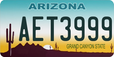 AZ license plate AET3999