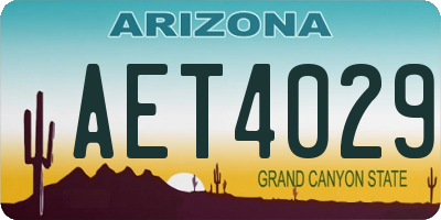 AZ license plate AET4029