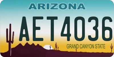 AZ license plate AET4036