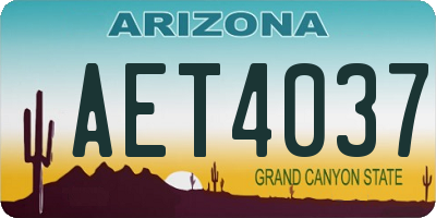 AZ license plate AET4037