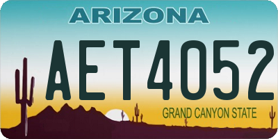AZ license plate AET4052