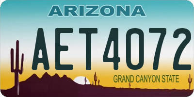 AZ license plate AET4072