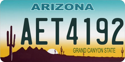 AZ license plate AET4192