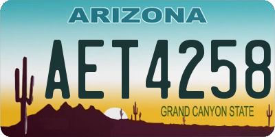 AZ license plate AET4258