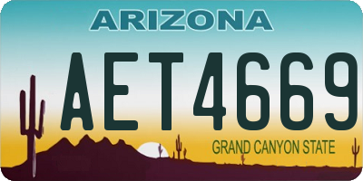 AZ license plate AET4669
