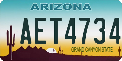 AZ license plate AET4734