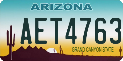 AZ license plate AET4763