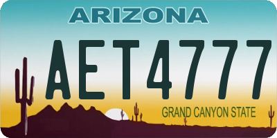 AZ license plate AET4777