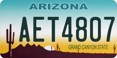AZ license plate AET4807