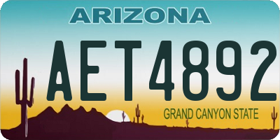 AZ license plate AET4892