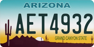 AZ license plate AET4932