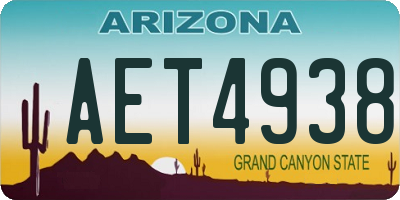 AZ license plate AET4938