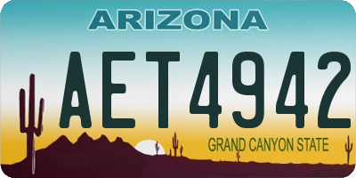 AZ license plate AET4942