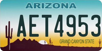 AZ license plate AET4953