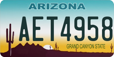 AZ license plate AET4958