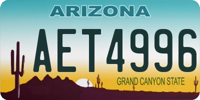 AZ license plate AET4996