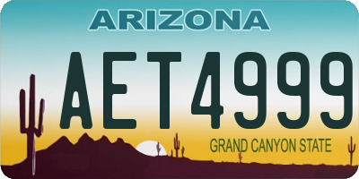 AZ license plate AET4999