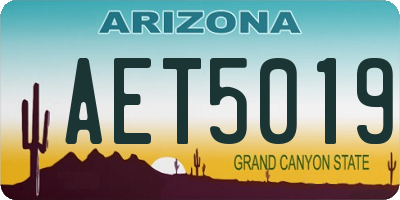 AZ license plate AET5019