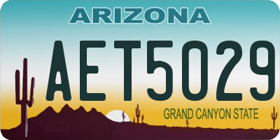 AZ license plate AET5029
