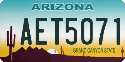 AZ license plate AET5071