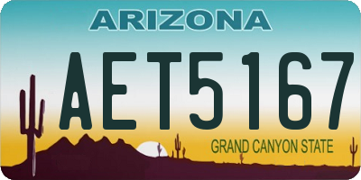 AZ license plate AET5167