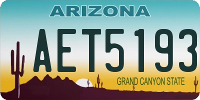 AZ license plate AET5193