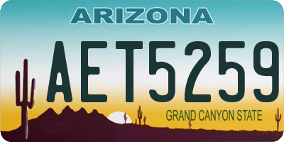 AZ license plate AET5259