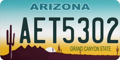 AZ license plate AET5302