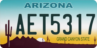 AZ license plate AET5317