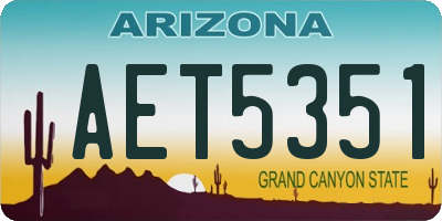 AZ license plate AET5351