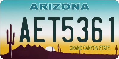 AZ license plate AET5361