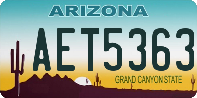 AZ license plate AET5363