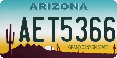 AZ license plate AET5366