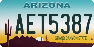 AZ license plate AET5387