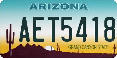 AZ license plate AET5418