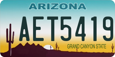 AZ license plate AET5419